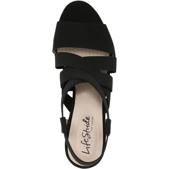 LifeStride Womens Black Nylon Open Rounded Toe Charlotte Heeled Sandal - Picture 8 of 9
